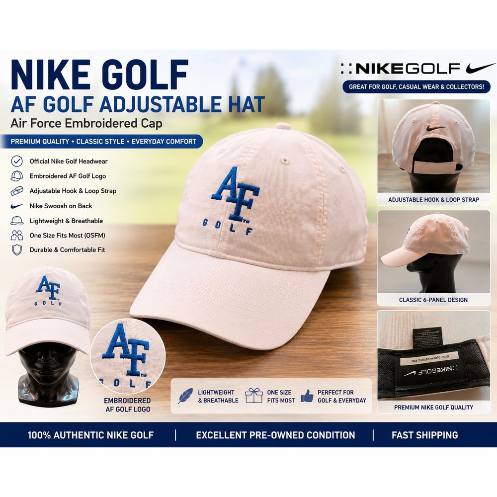Nike Golf AF Air Force Embroidered Adjustable Hat Pink White OSFM Cap 444477-100